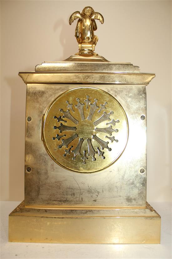 A 19th century French ormolu mantel clock, 14in.